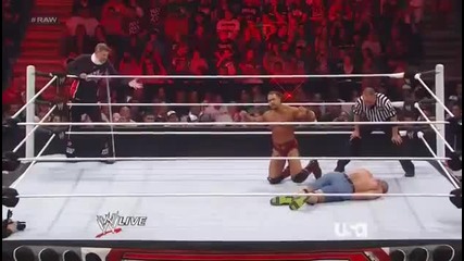 John Cena vs David Otunga and John Laurinaitis Handicap Match Wwe Raw 61812