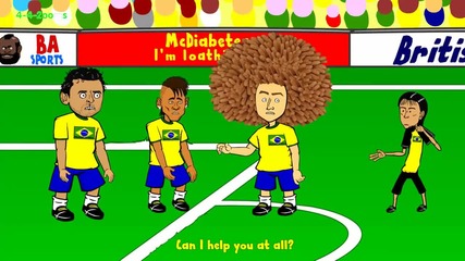 Анимационна шега с комичната дузпа по време на мача Бразилия 3:1 Хърватия