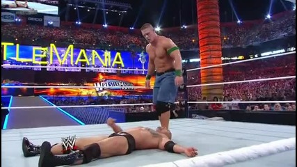 the Rock defeated John Cena Wrestlemania 28