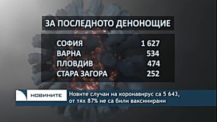 Новите случаи на коронавирус са 5 643, от тях 87% не са били ваксинирани