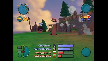 Worms 4 Mayhem-2 player gameplay