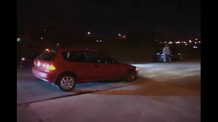Team F.e.o. White Nitrous Civic Ek Vs Red K - Series All Motor Civic Eg 