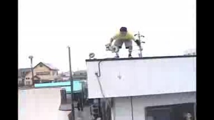 Gnarly Skateboard Slam In Japan Off Roof 