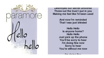 Paramore - Hello Hello [instrumental Karaoke w /lyrics]
