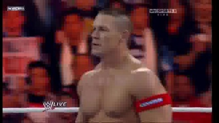 Джон Сина и Скалата пребиват The Corre - Raw 04/4/11 