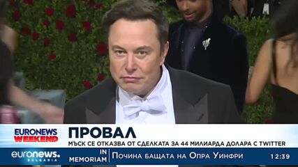 Мъск се отказва от сделката за 44 милиарда долара с Twitter