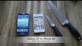 Samsung Galaxy S3 vs Apple iphone 4s- Тест с нож