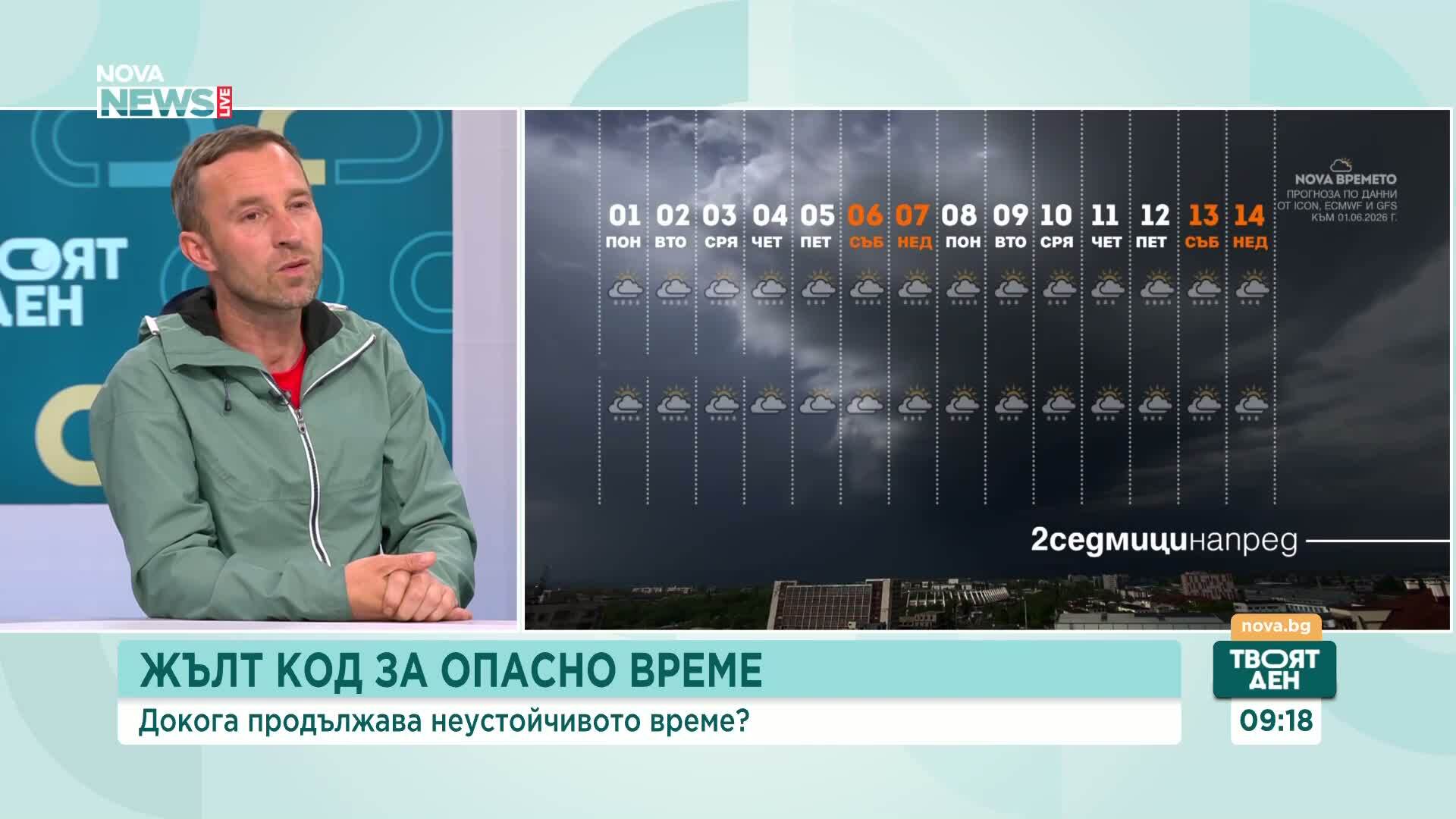 Опасно време: Големи количества дъжд и опасност от градушки