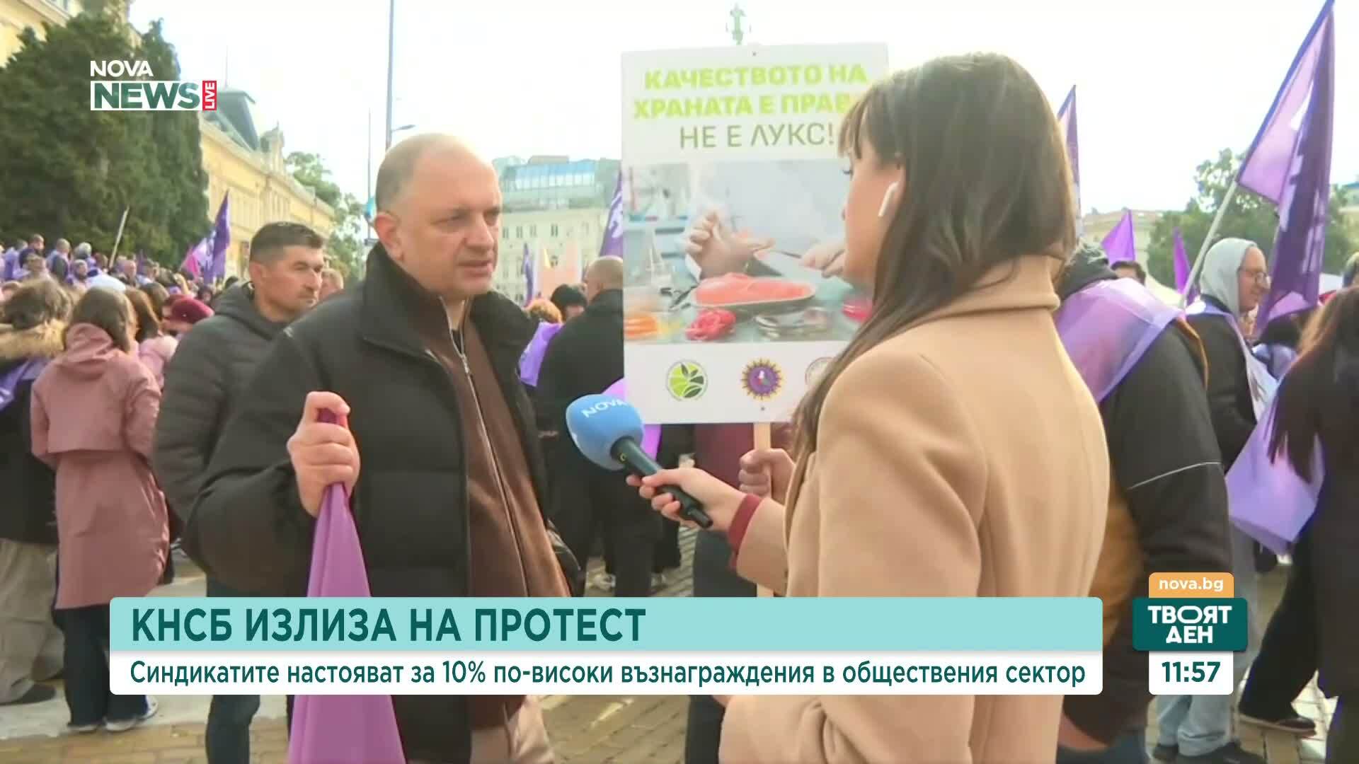 КНСБ на протест в София: „5% увеличение на заплатите е подигравка“