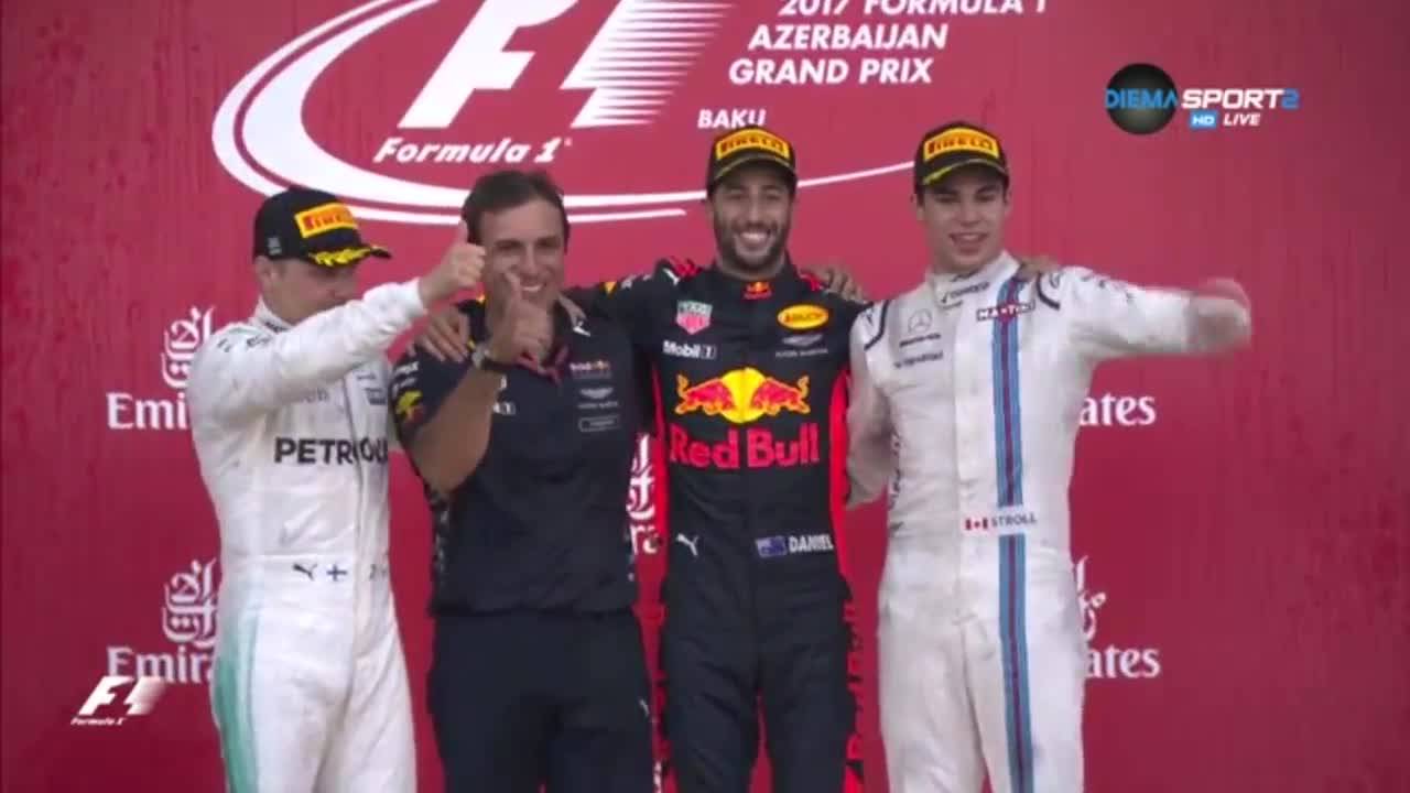 Награждаването на призьорите в Гран При на Баку във Формула 1