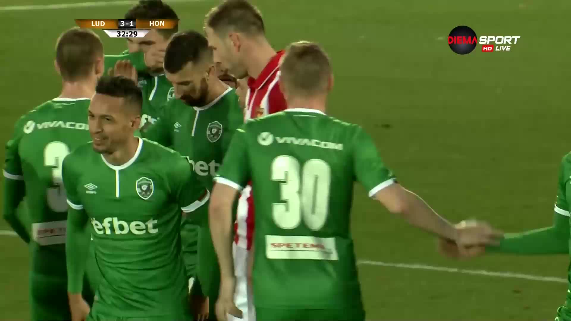 Лудогорец - Хонвед 3:1 /първо полувреме/