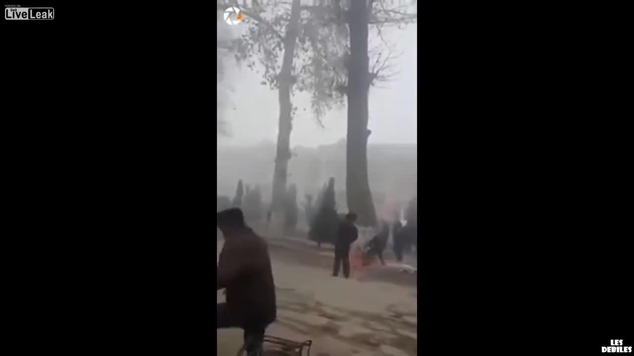 Дядо с колело срещу дърво
