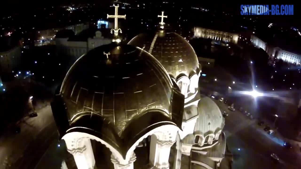 Ал. Невски през нощта от Х-коптер