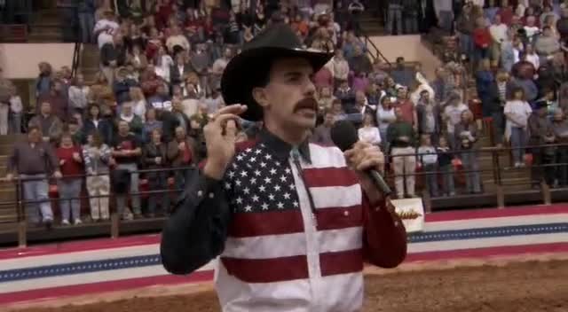 Borat - Борат пее националния химн на родео арена