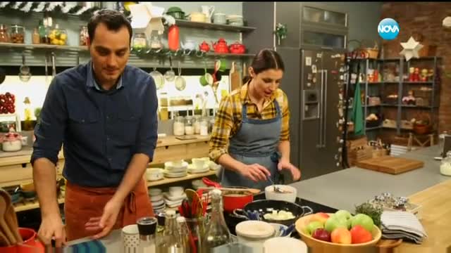 Карамелена грис халва с крем и плодове - Бон апети (07.01.2016)