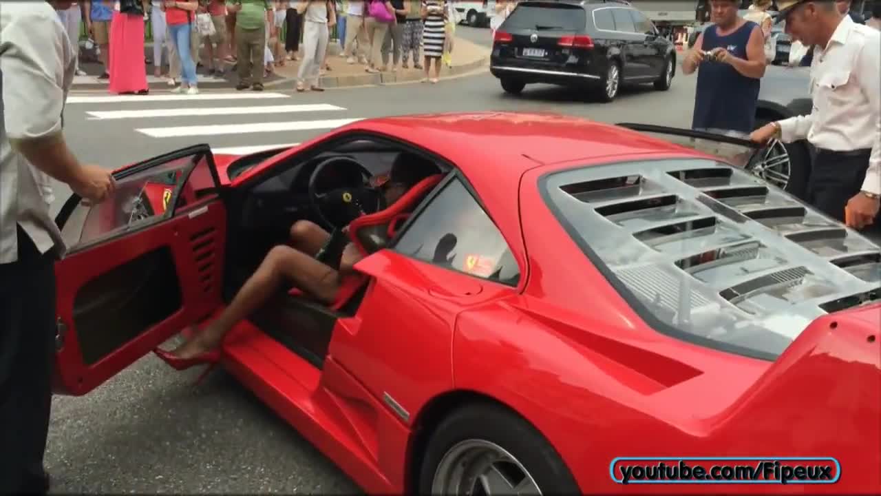 Момиче с високи токчета шофира Ferrari F40!