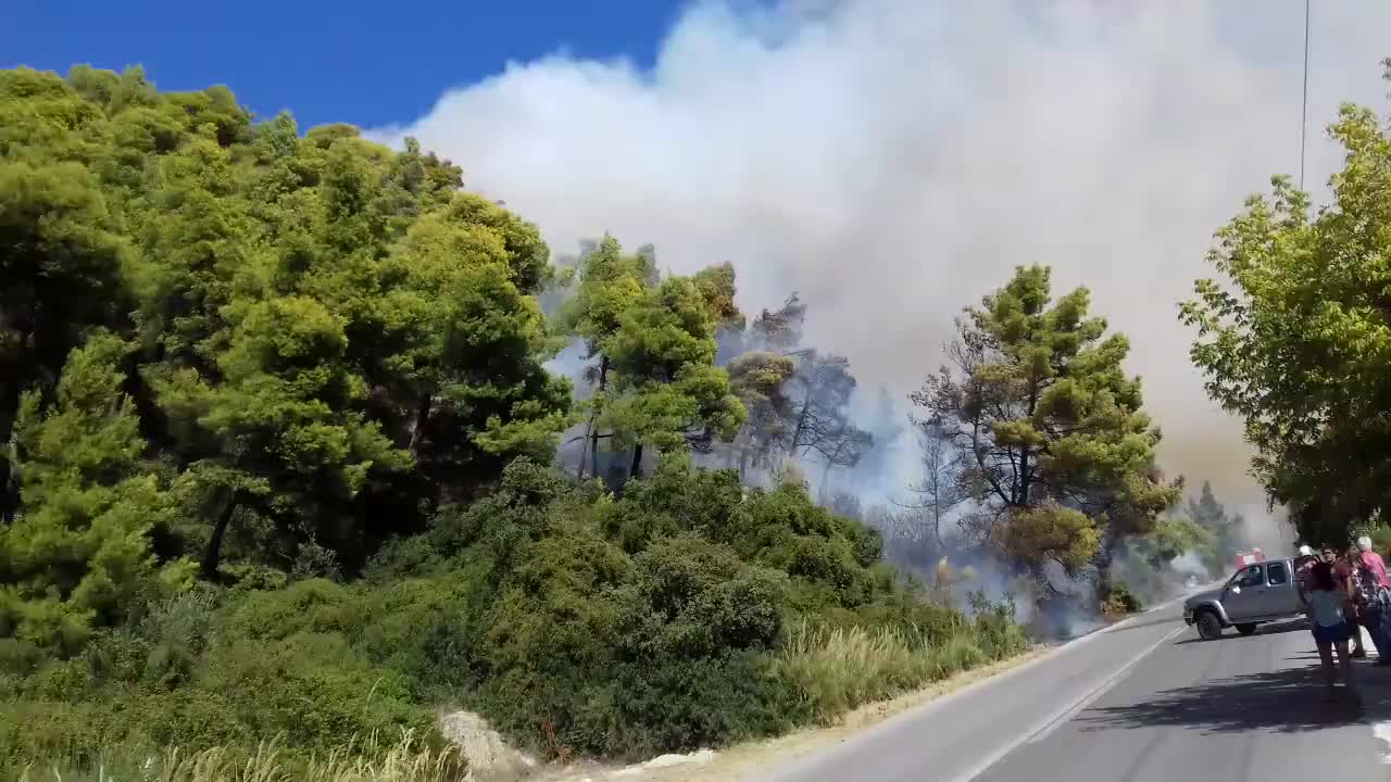 Горски пожар на Халкидики заплашва много къщи