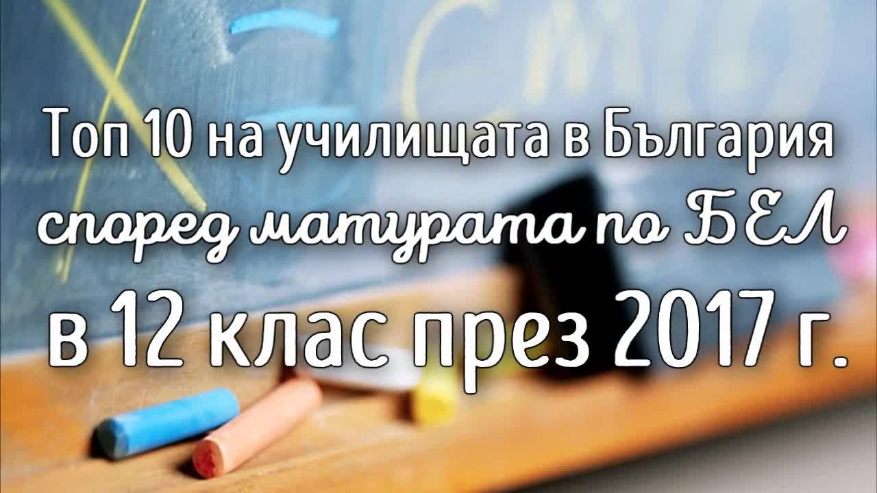 Топ 10 на училищата в България според матурата по български език и литература в 12 клас през 2017