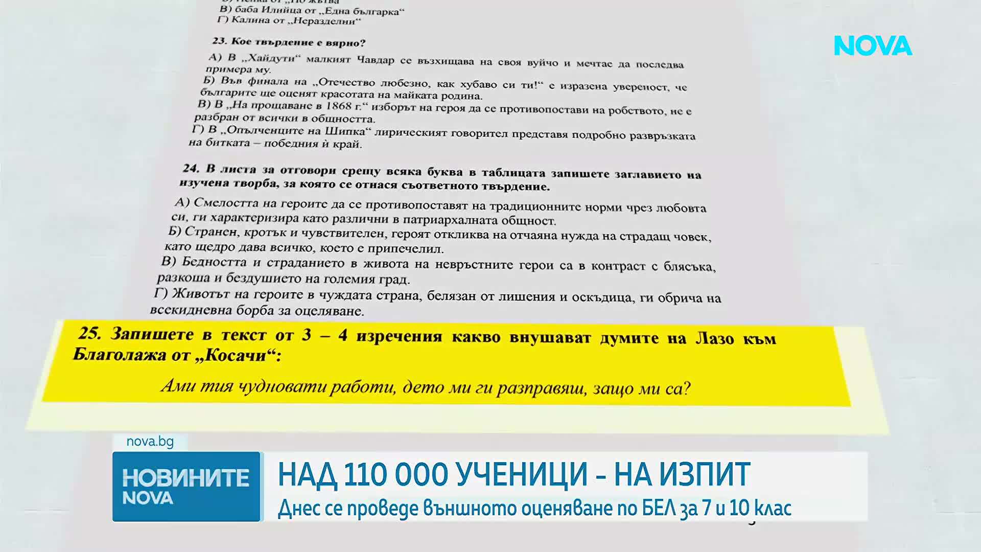 Седмокласници и десетокласници се явиха на НВО по БЕЛ