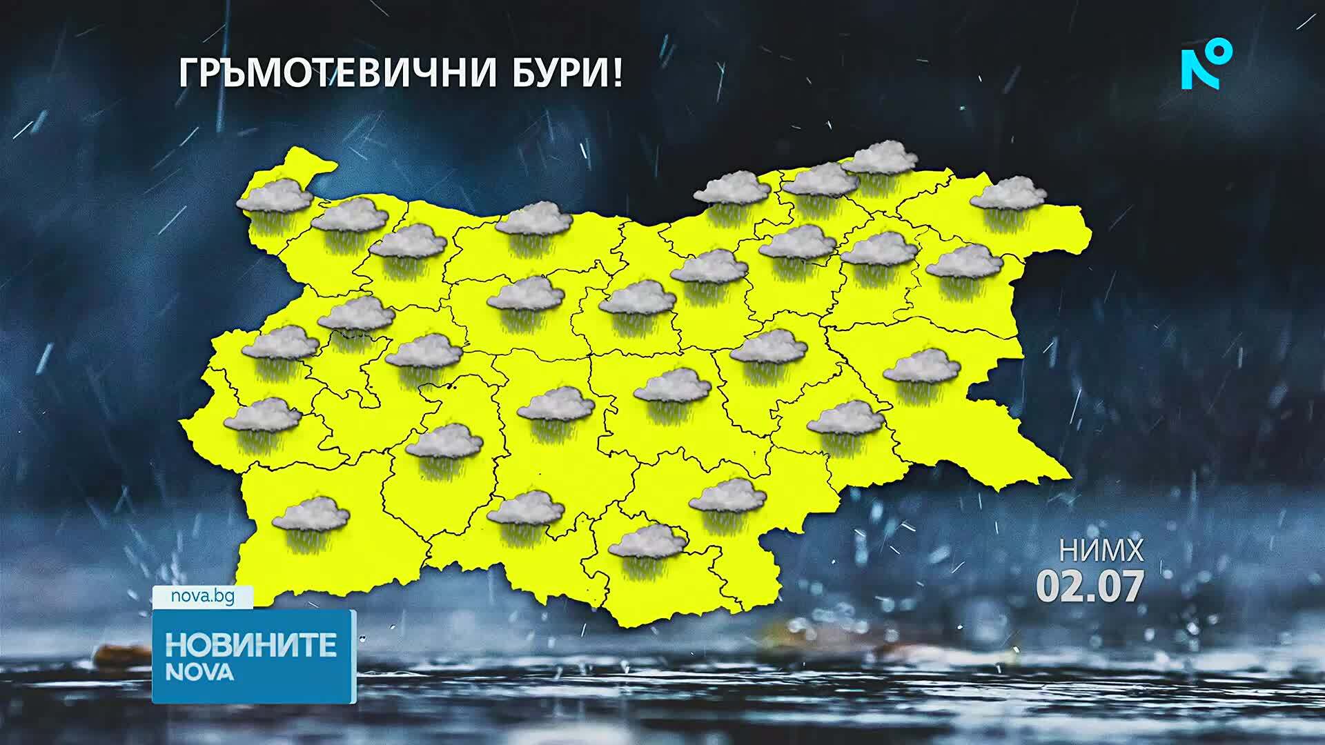 Жълт код за интензивни валежи в почти цялата страна