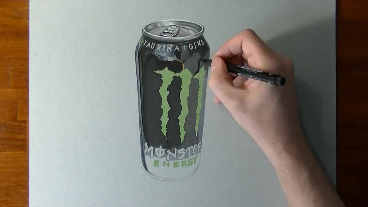 Страхотна 3d рисунка на Monster energy drink!