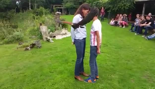 Уникално шоу с дресирана птица!