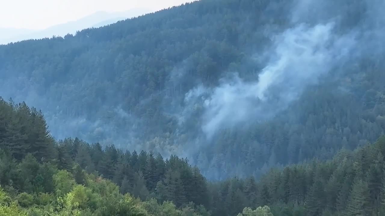 Пожарът над село Хвойна се разраства