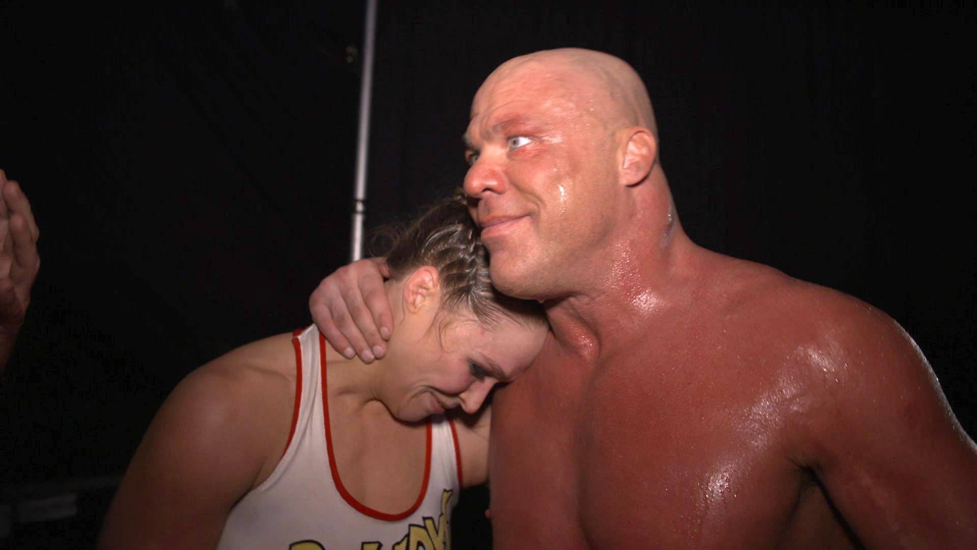 Ronda Rousey celebrates her WrestleMania debut with Kurt Angle: WWE.com Exclusive, April 8, 2018