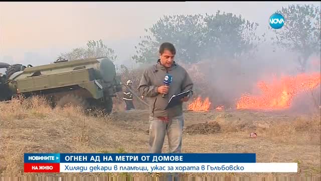 Хиляди декари в пламъци, ужас за хората в Гълъбовско (ОБЗОР)