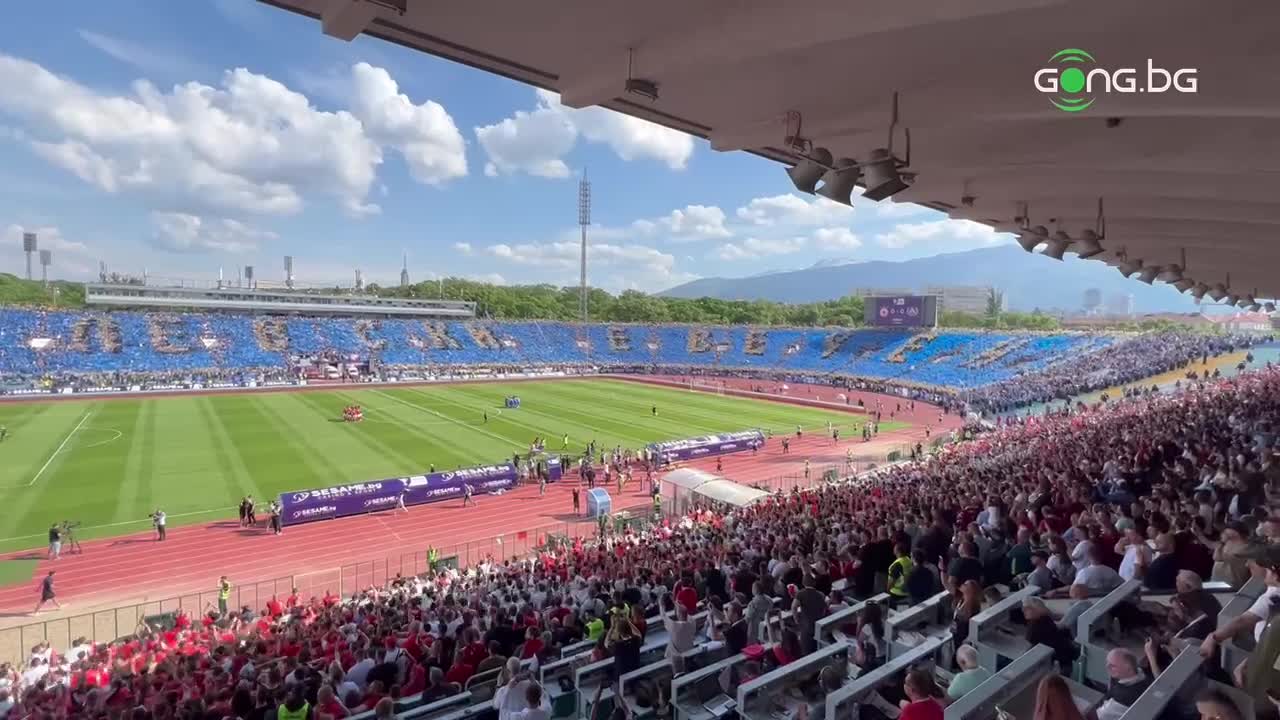 Феновете на Левски с впечатляваща хореография в началото на мача