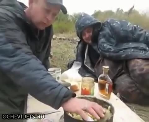 Катерица си хапва картофче от трапезата на ловци