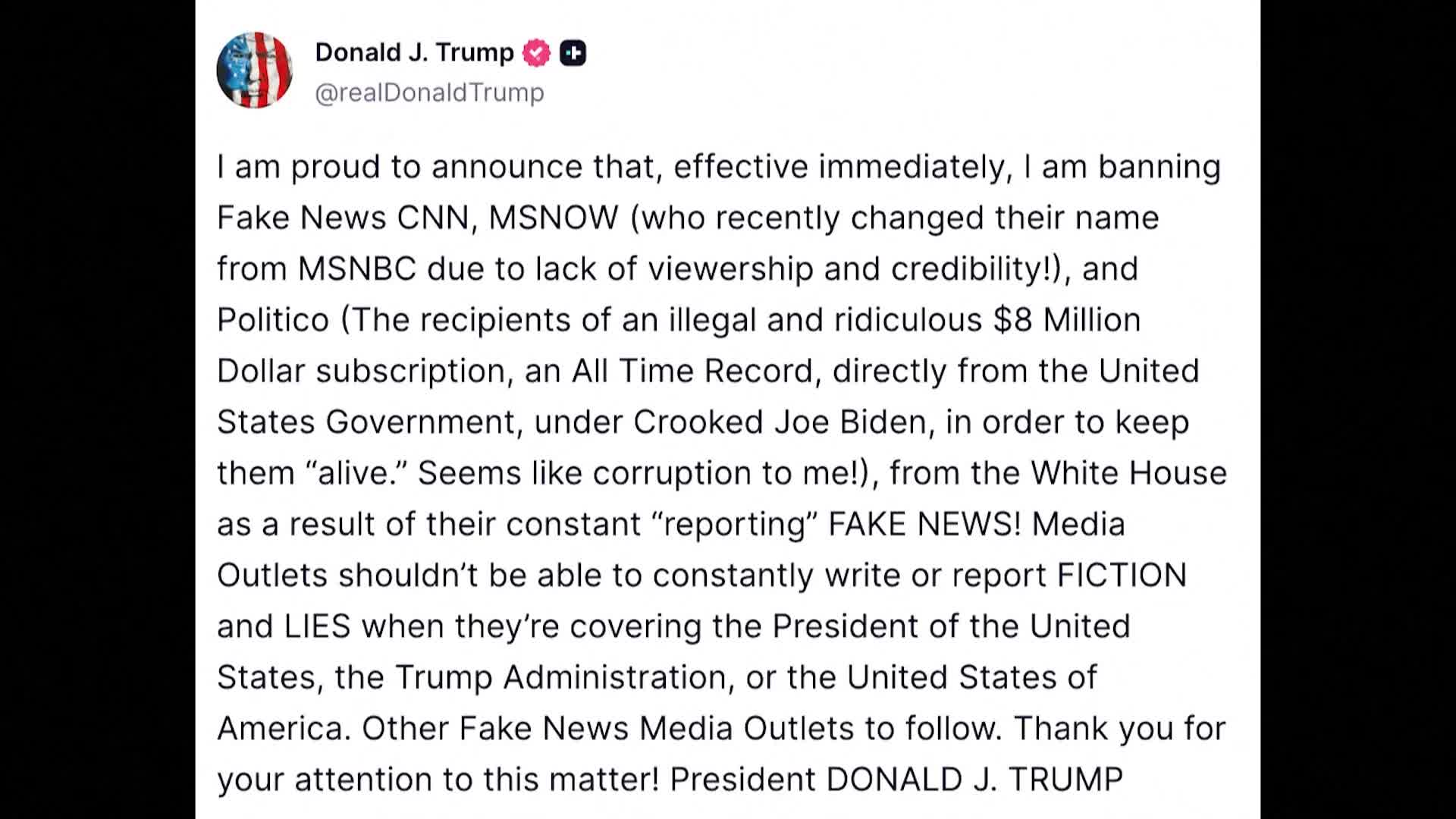 Тръмп забрани на репортери на CNN, MSNOW и „Политико“ да влизат в Белия дом