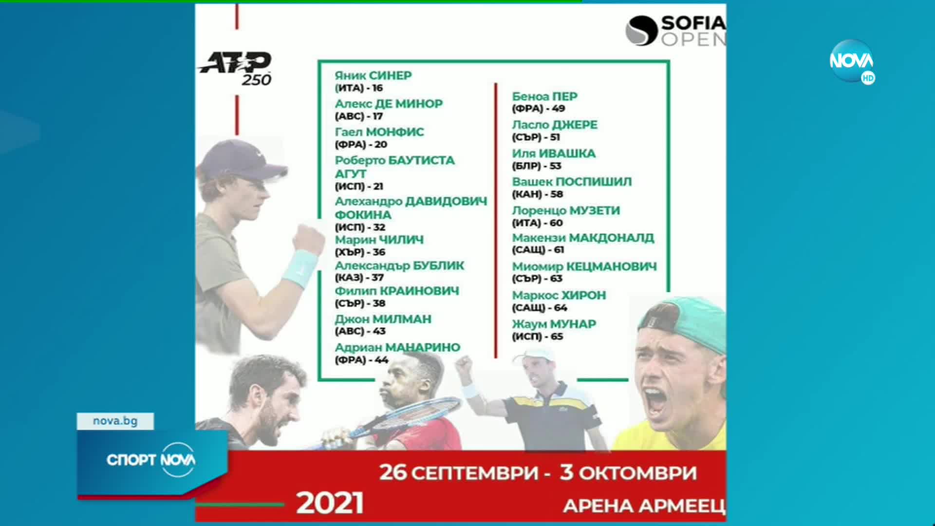 Носител на титла от Големия шлем и още трима от Топ 20 идват на Sofia Open