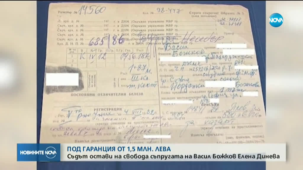 1,5 млн. лева гаранция за съпругата на Божков