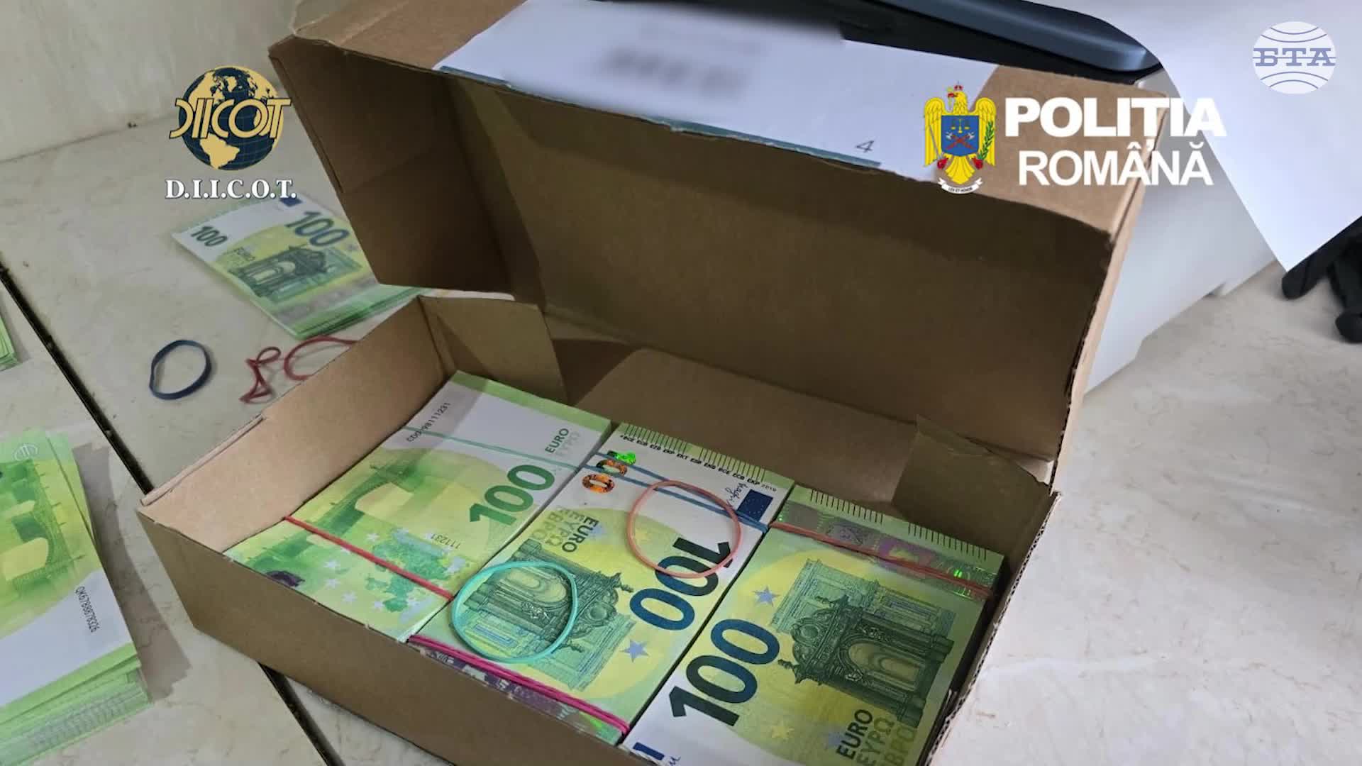 Румънските власти разпространиха кадри от печатницата за фалшиво евро в Сучава