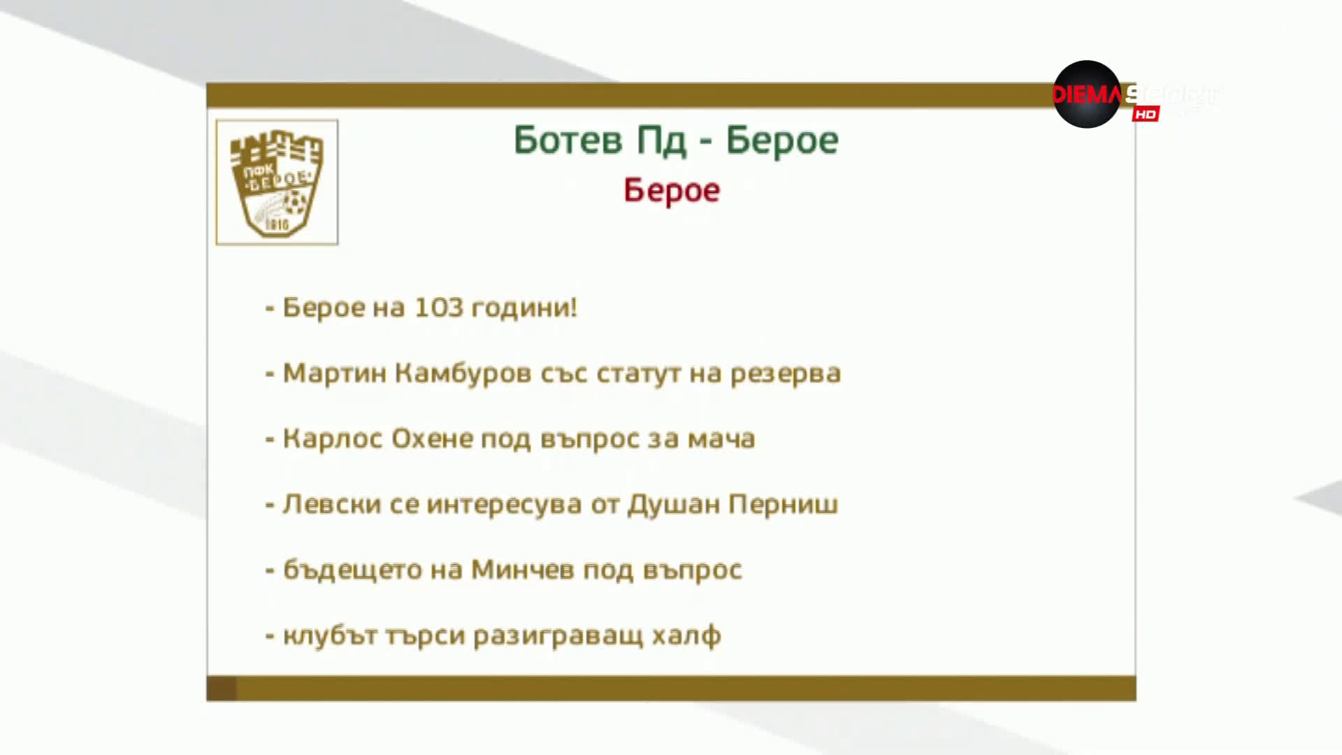 Преди Берое - Ботев