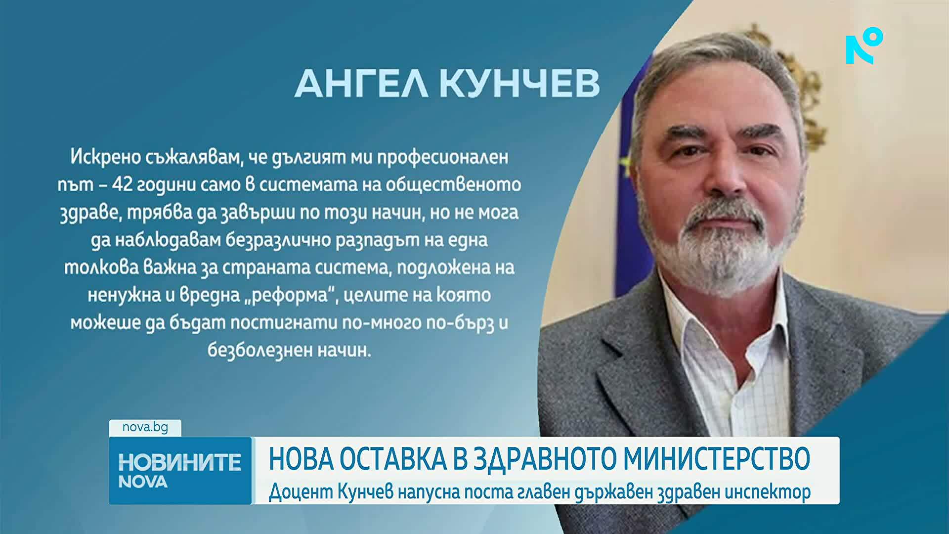 Доц. Ангел Кунчев подаде оставка. Здравният министър: Чистка в МЗ няма