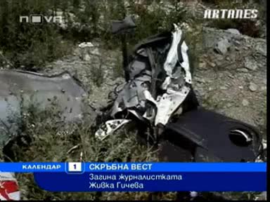 Трагичен инцидент - Загина журналистката Живка Гичева/календар - Ntv/01.08.2009