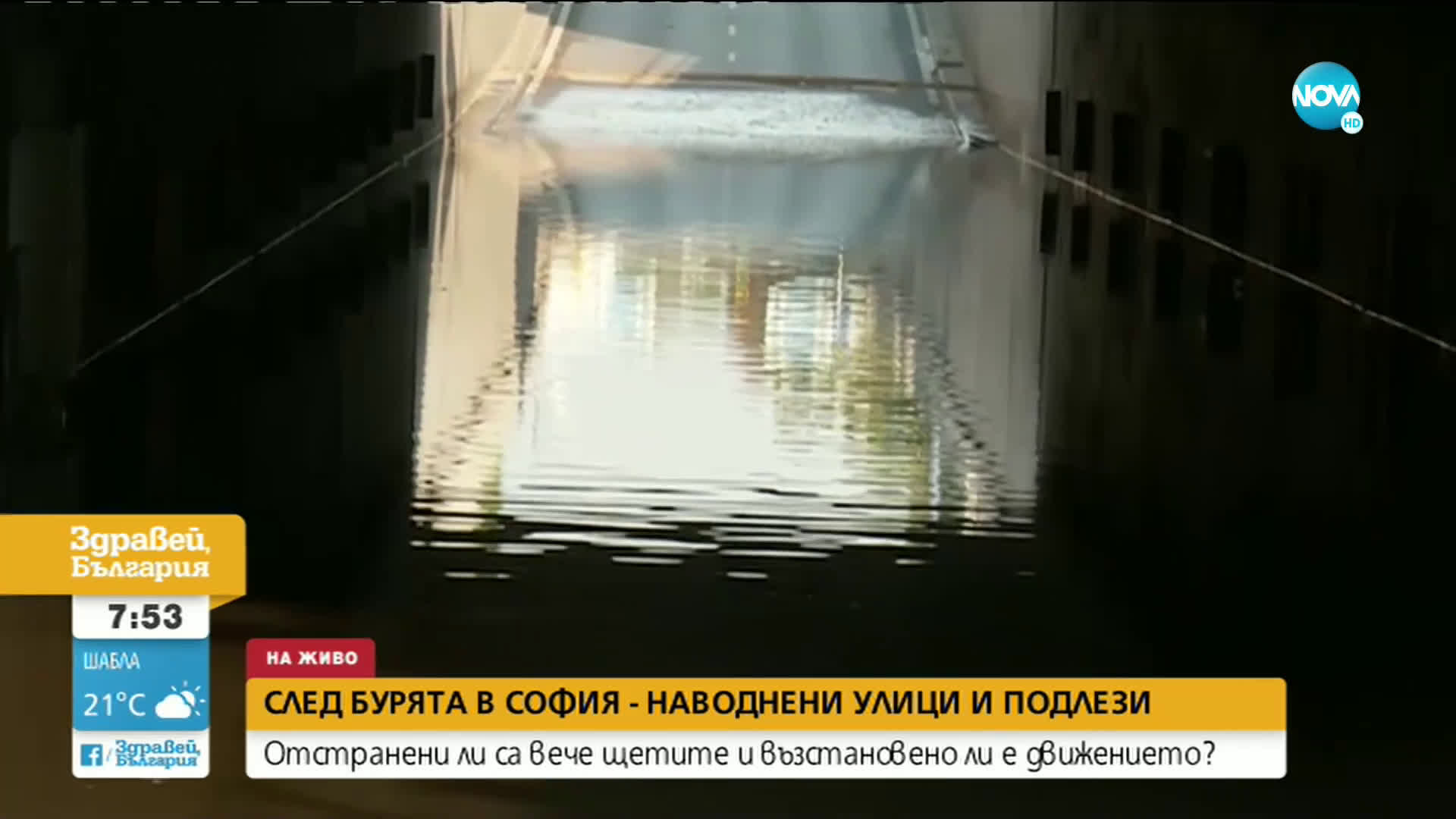 Наводнени улици и подлези след бурята в София