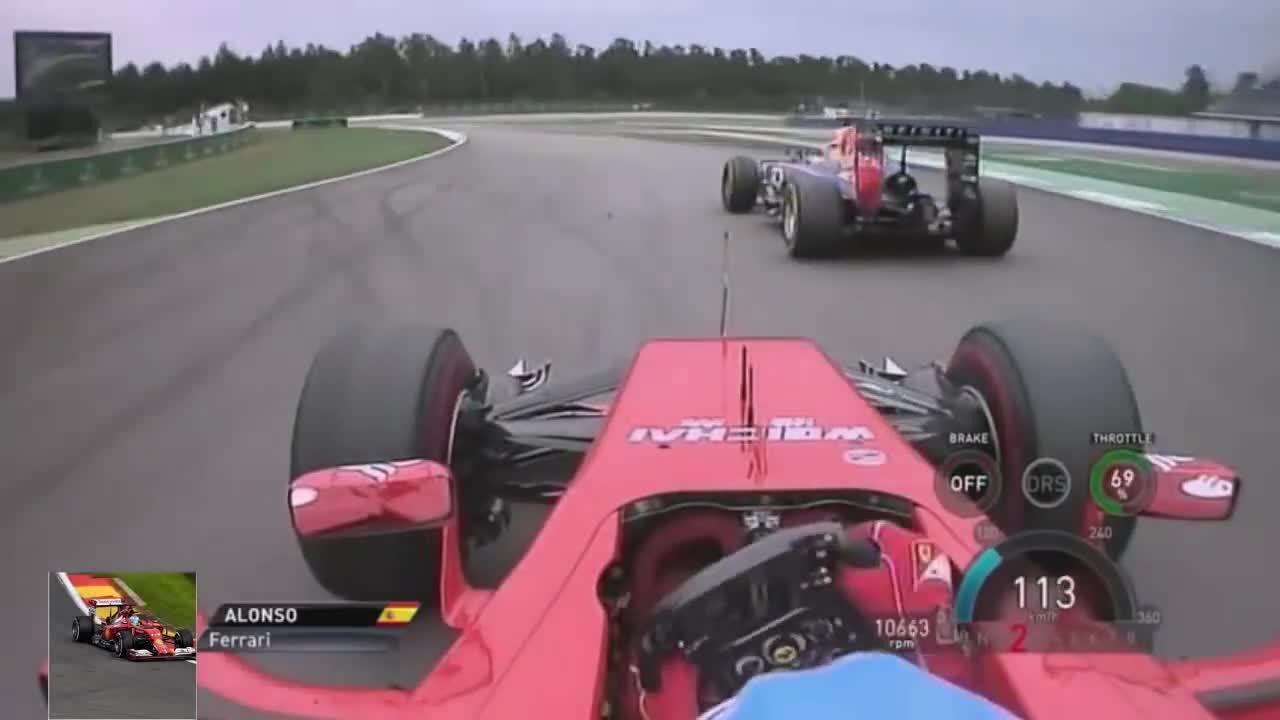 Alonso vs Ricciardo фантастична надпревара Германия 2014