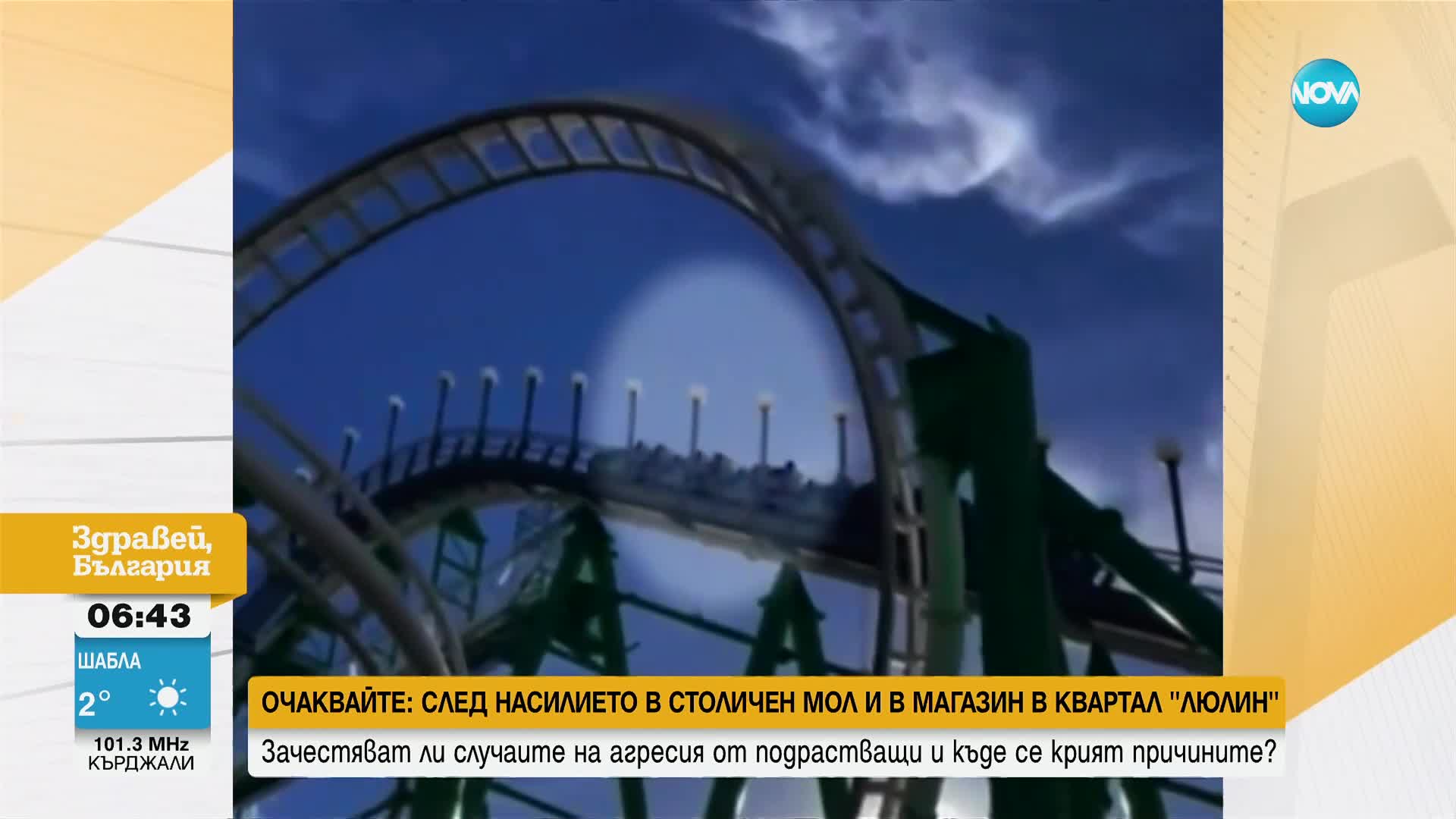Мъж слезе от влакче в увеселителен парк в движение