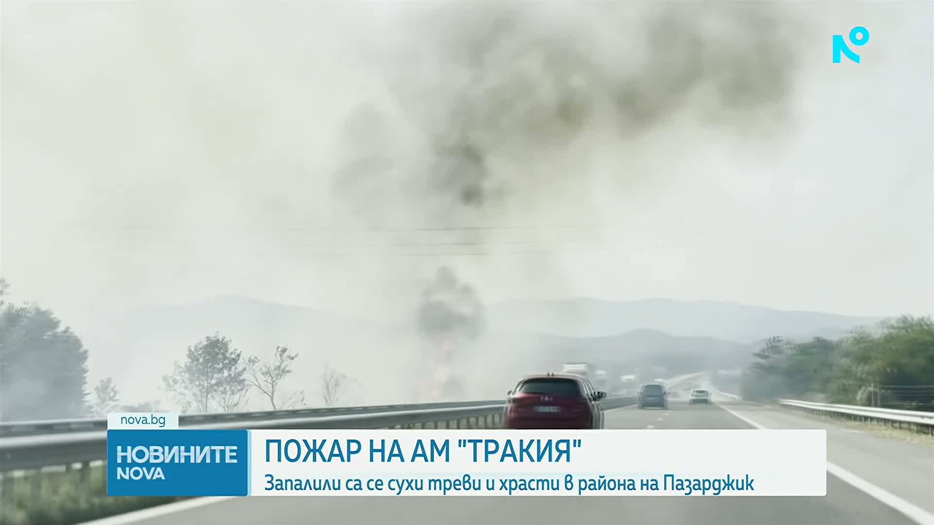 Пожар пламна на АМ "Тракия" край Пазарджик