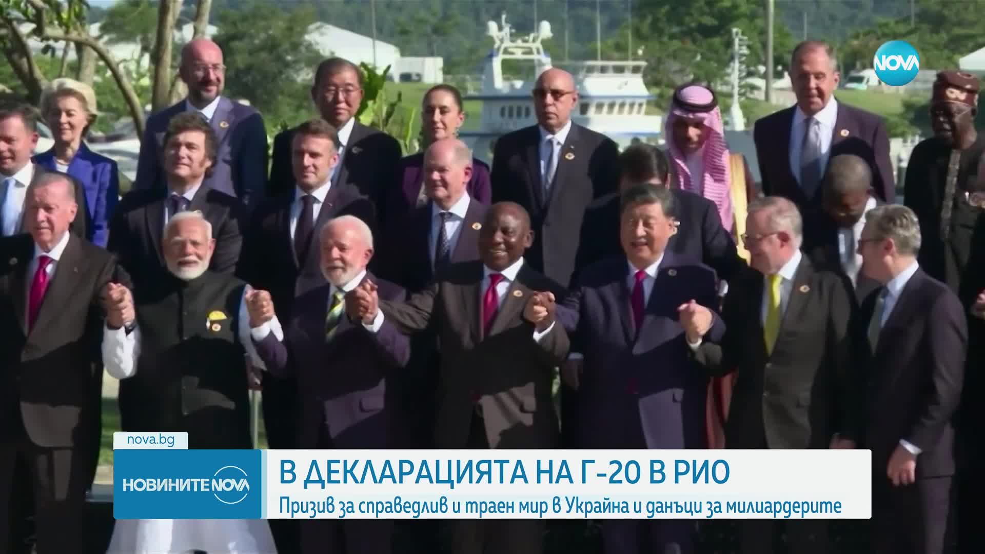 В декларацията на Г-20 в Рио: Призив за справедливост и траен мир в Украйна