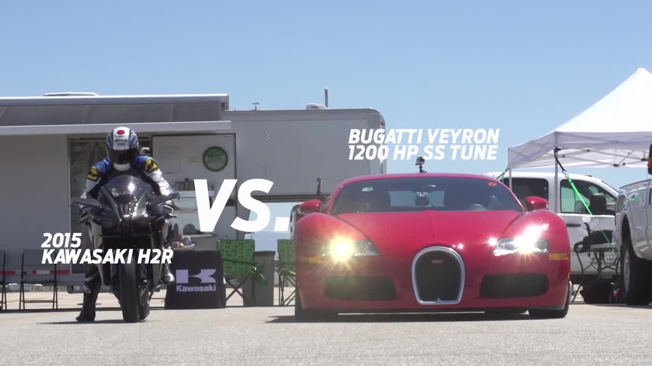 Kawasaki H2r срещу Bugatti Veyron