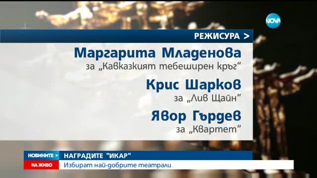 НАГРАДИТЕ "ИКАР": Избират най-добрите театрали