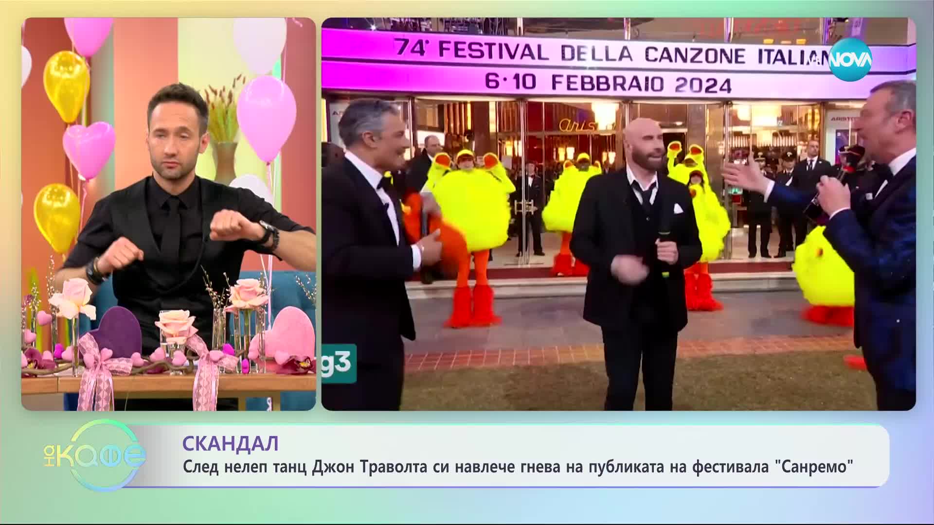 Скандал: Джон Траволта си навлече гнева на публиката на фестивала „Санремо" - „На кафе” (14.02.2024)