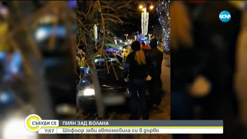 ЕКШЪН В ТЪРНОВО: Пиян шофьор се заби в дърво пред сградата на общината