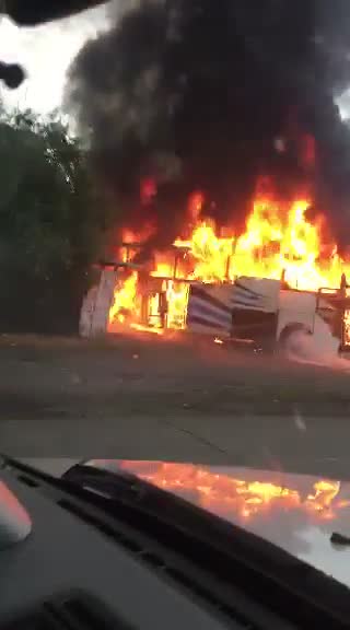 Автобус гори край Бургас
