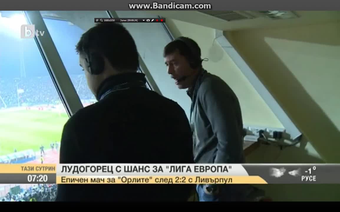 Скрита камера на Алекси Сокачев от мача Лудогорец - Ливърпул