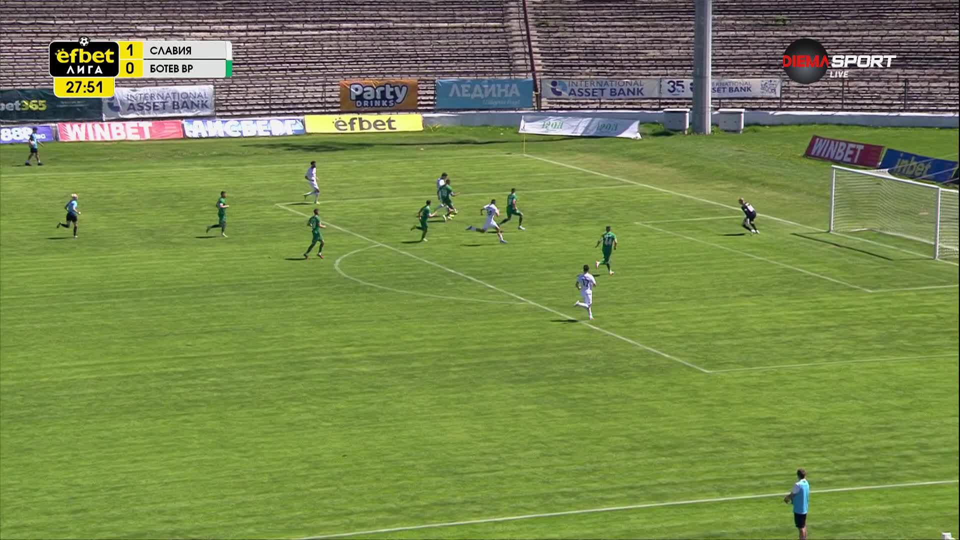Славия - Ботев Враца 1:0 /първо полувреме/